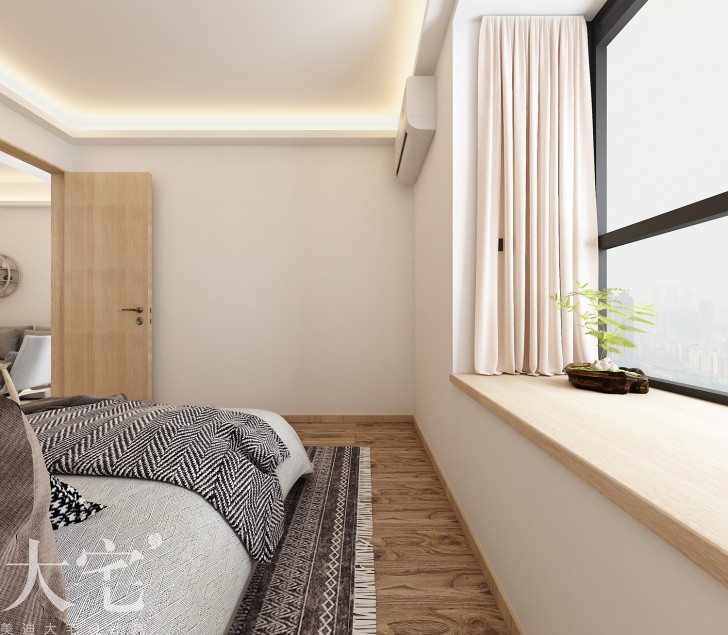 五一廣場商圈50平方米北歐風格民宿公寓案例效果圖-臥室