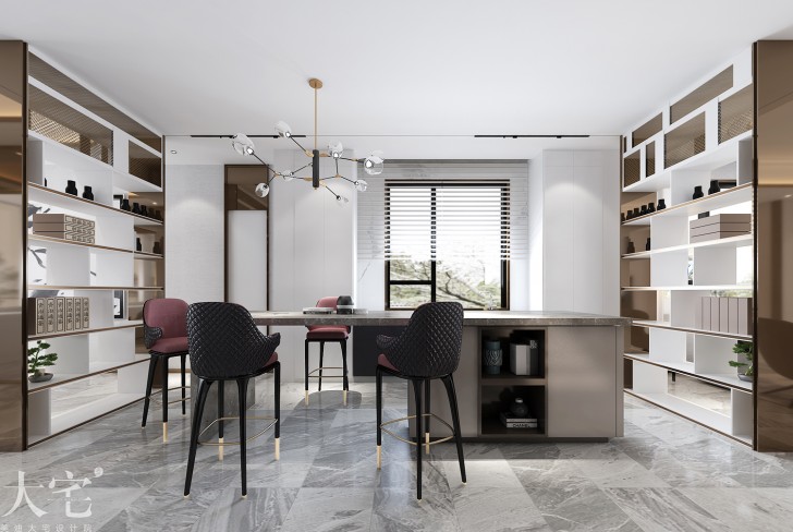 梅溪香山500平方米現(xiàn)代輕奢風(fēng)格案例效果圖-書(shū)房