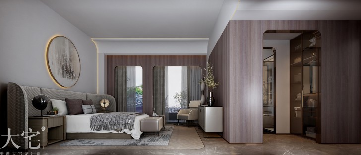 綠城高爾夫小鎮(zhèn)400平方米現(xiàn)代輕奢風(fēng)格案例效果圖-臥室