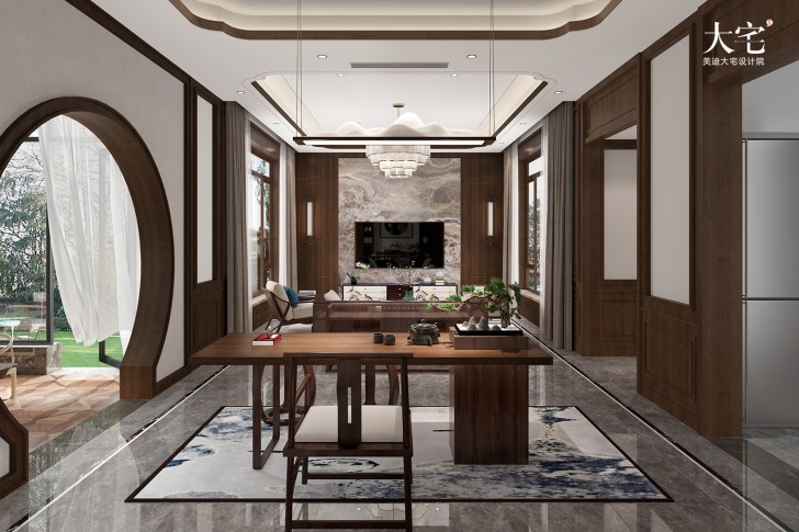 橘郡禮頓山620平方米中式風(fēng)格案例效果圖-會(huì)客廳