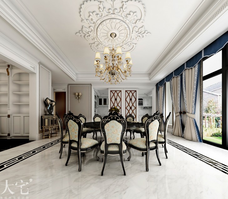 水岸新都600平方米法式風格案例效果圖-餐廳