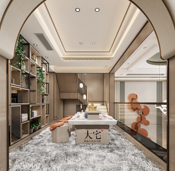 龍湖湘風(fēng)原著260平方米簡(jiǎn)美風(fēng)格案例效果圖-會(huì)客廳