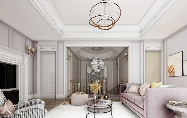 水岸新都600平方米法式風格案例效果圖-起居室