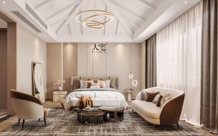 龍湖湘風(fēng)原著1248平方米現(xiàn)代輕奢風(fēng)格案例效果圖-臥室