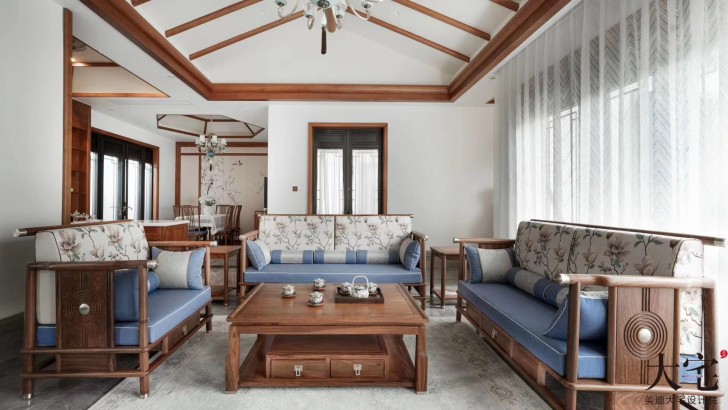 綠城青竹園桃李春風(fēng)185平方米新中式風(fēng)格案例效果圖-茶室