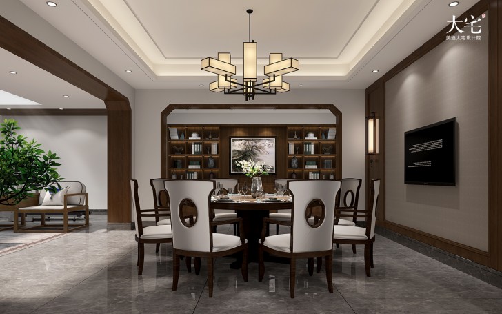 橘郡禮頓山620平方米中式風(fēng)格案例效果圖-餐廳