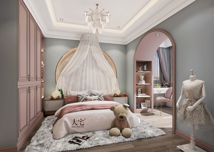 龍湖湘風(fēng)原著260平方米簡(jiǎn)美風(fēng)格案例效果圖-臥室