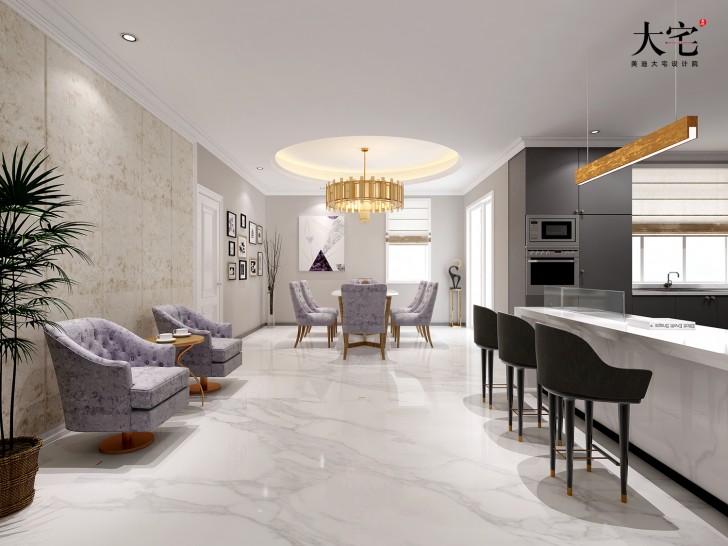 青竹園云樹苑800平方米現(xiàn)代輕奢風格案例效果圖-西廚