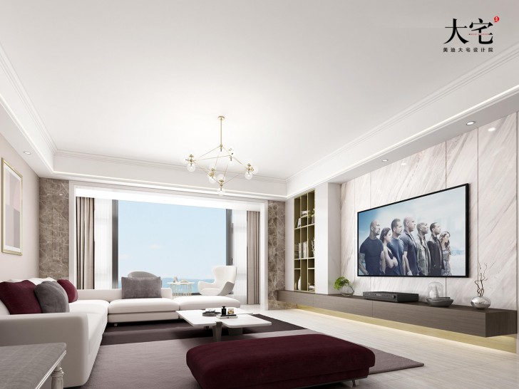 金域南外灘184平方米現(xiàn)代風(fēng)格案例效果圖-客廳