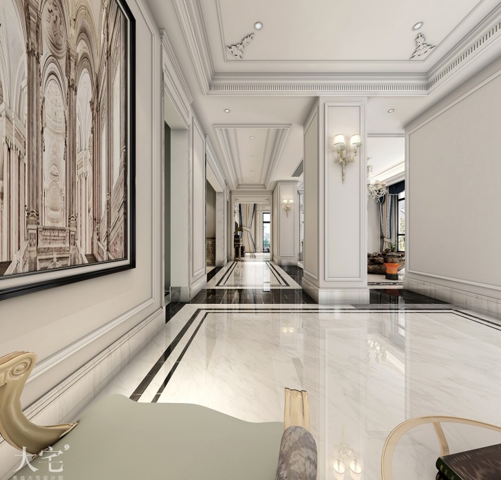 水岸新都600平方米法式風格案例效果圖-過道