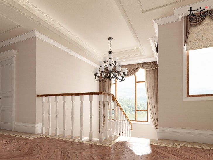 昆侖和府1300平方米美式風(fēng)格案例效果圖-過道