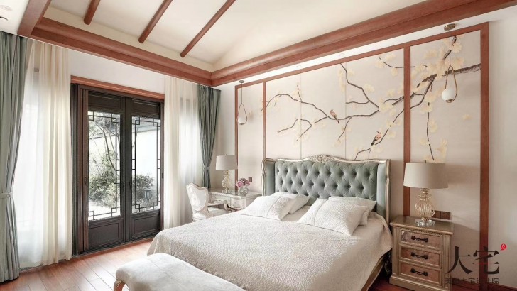 綠城青竹園桃李春風(fēng)185平方米新中式風(fēng)格案例效果圖-臥室
