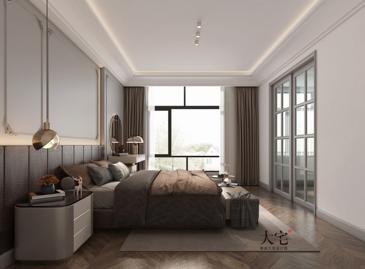 北大資源理想家園460平方米現(xiàn)代輕奢風(fēng)格案例效果圖-臥室