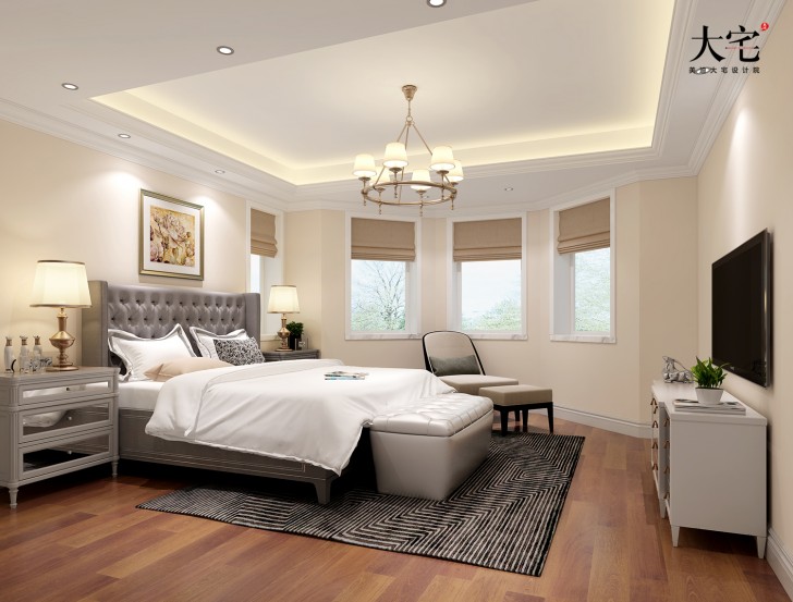 青竹園云樹苑800平方米現(xiàn)代輕奢風格案例效果圖-臥室