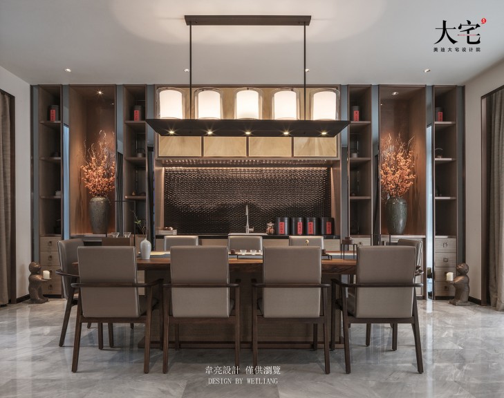 云南拾翠沉香483平方米新中式風格樣板間案例效果圖-餐廳