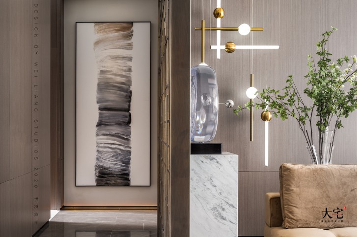 邯鄲保利185平方米現(xiàn)代輕奢風(fēng)格樣板間案例效果圖-玄關(guān)