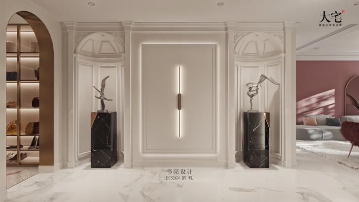 潤(rùn)和紫郡180平方米法式輕奢風(fēng)格案例效果圖-玄關(guān)