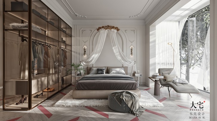 潤(rùn)和紫郡180平方米法式輕奢風(fēng)格案例效果圖-臥室