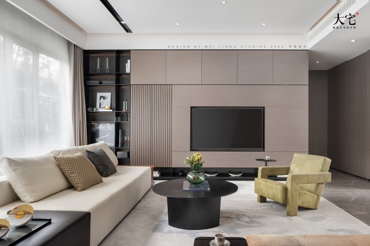 邯鄲保利185平方米現(xiàn)代輕奢風(fēng)格樣板間案例效果圖-客廳