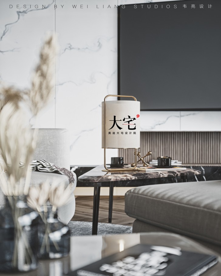 保利天禧240平方米現(xiàn)代極簡(jiǎn)風(fēng)格案例效果圖-客廳