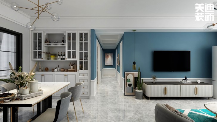 洋湖十八克拉130平方米法式輕奢風(fēng)格案例效果圖—過道