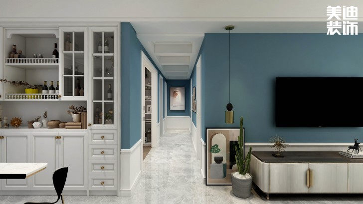 洋湖十八克拉130平方米法式輕奢風(fēng)格案例效果圖—過道