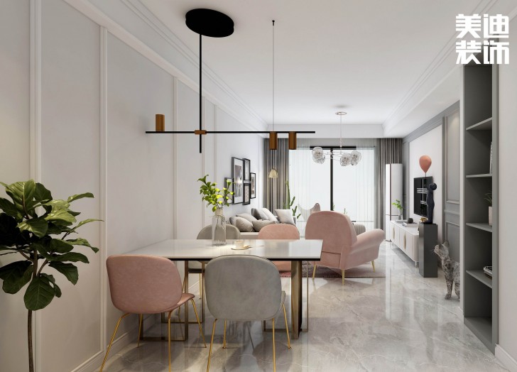 君合天璽99平方米北歐風(fēng)格案例效果圖—餐廳