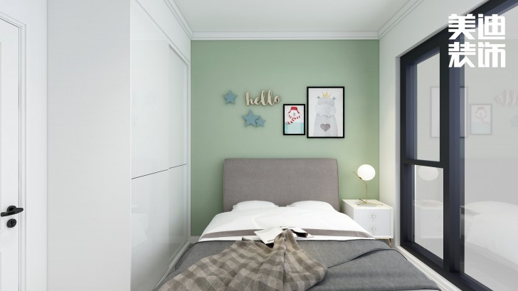 君合天璽99平方米北歐風(fēng)格案例效果圖—臥室