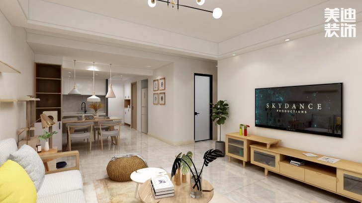 湘翰御舍88㎡日式風(fēng)格案例效果圖—客廳