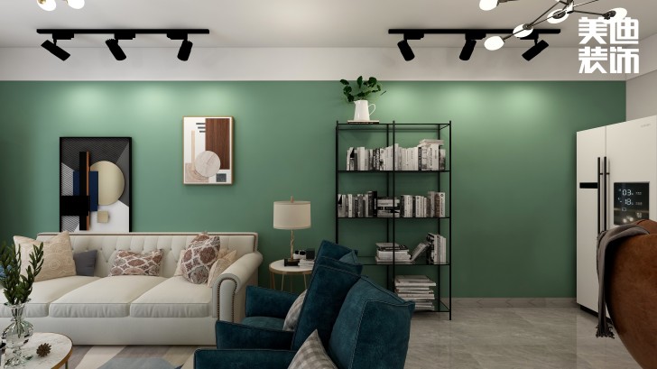 明發(fā)國(guó)際85㎡輕奢風(fēng)格案例效果圖—客廳