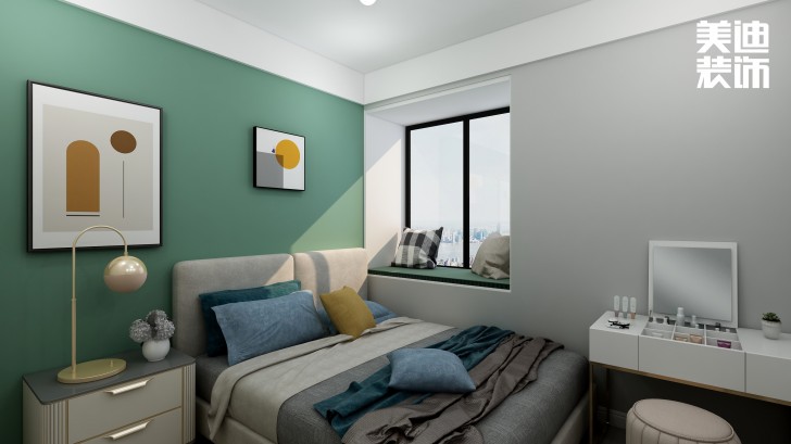 明發(fā)國(guó)際85㎡輕奢風(fēng)格案例效果圖—臥室