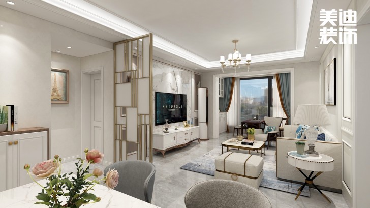 高鐵芯城120㎡法式風(fēng)格案例效果圖—餐廳