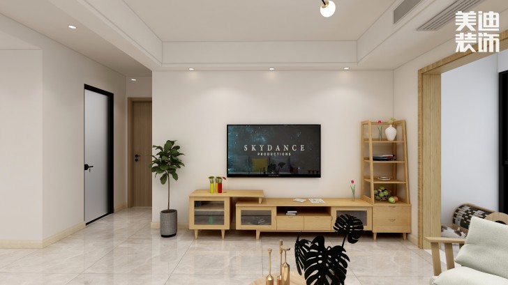 湘翰御舍88㎡日式風(fēng)格案例效果圖—客廳