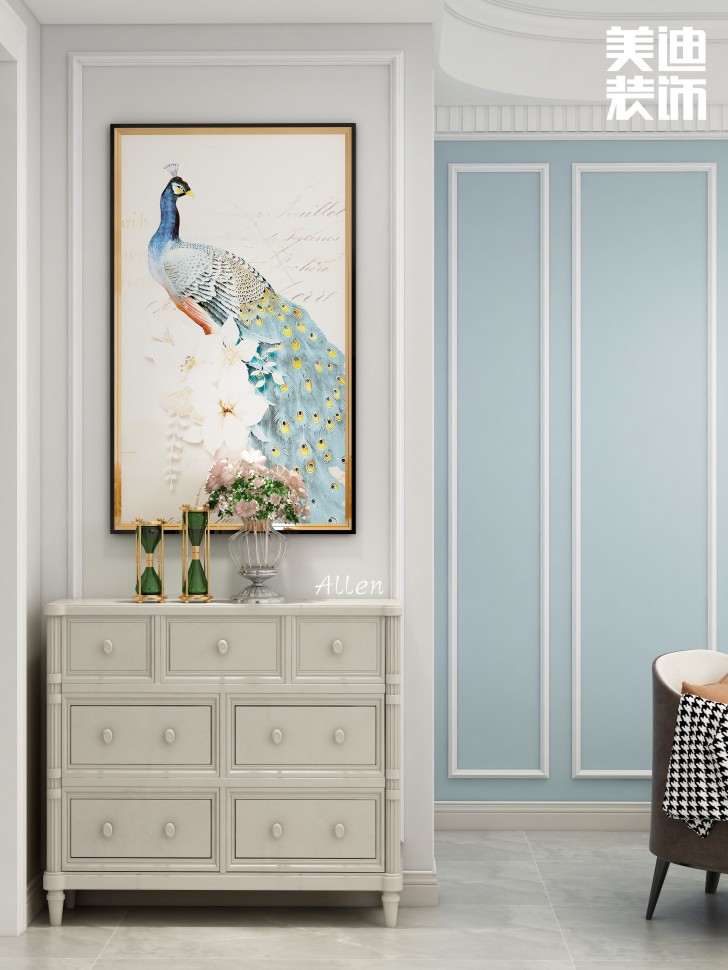 保利大都匯125㎡簡歐風(fēng)格案例效果圖—餐廳