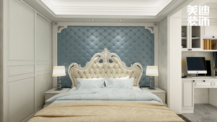 高鐵芯城120㎡法式風(fēng)格案例效果圖—臥室