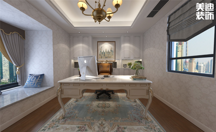 云頂翠峰137㎡歐式風(fēng)格案例效果圖—書房