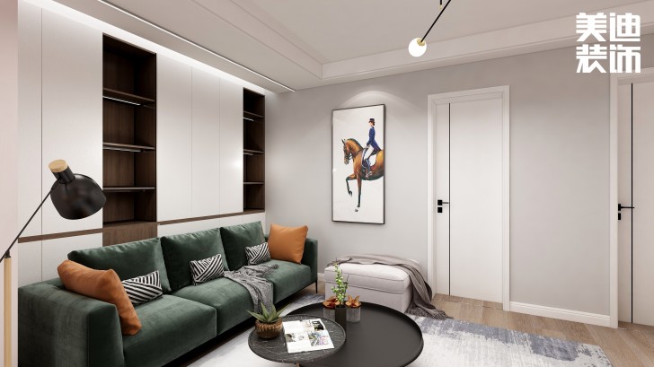 湘農(nóng)橋社區(qū)120㎡輕奢風格案例效果圖—客廳