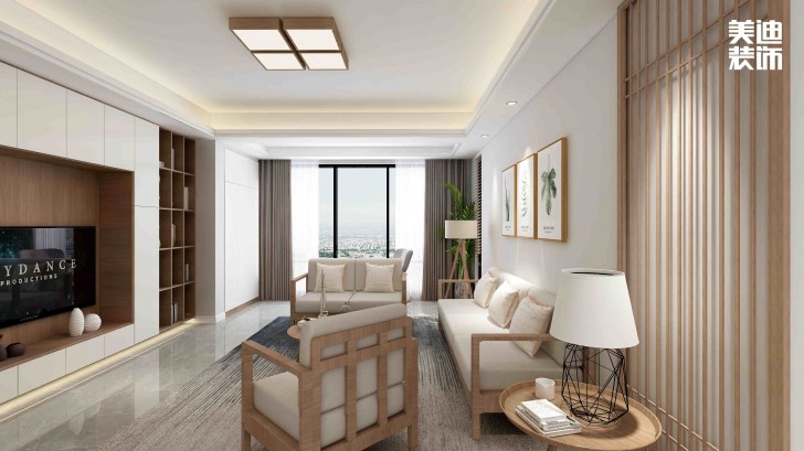 清溪川9號(hào)140㎡日式風(fēng)格案例效果圖-客廳