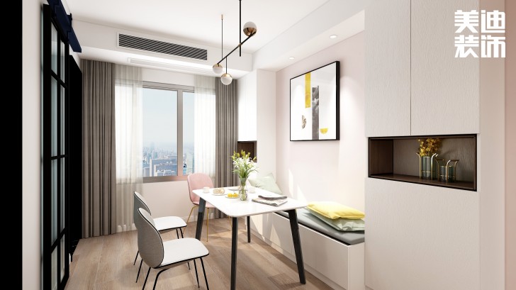 湘農(nóng)橋社區(qū)120㎡輕奢風格案例效果圖—餐廳