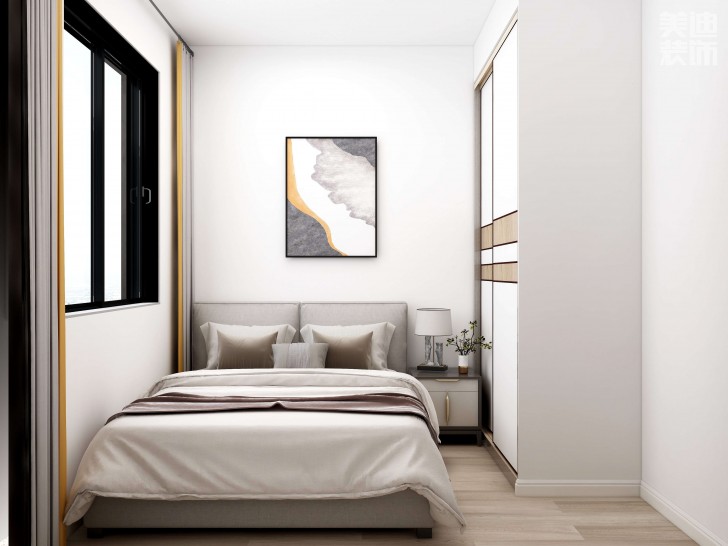 時(shí)代港灣89㎡復(fù)古風(fēng)格案例效果圖-臥室