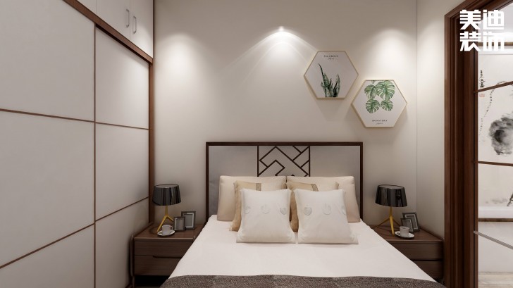 合能楓丹麗舍140㎡中式風(fēng)格案例效果圖—臥室