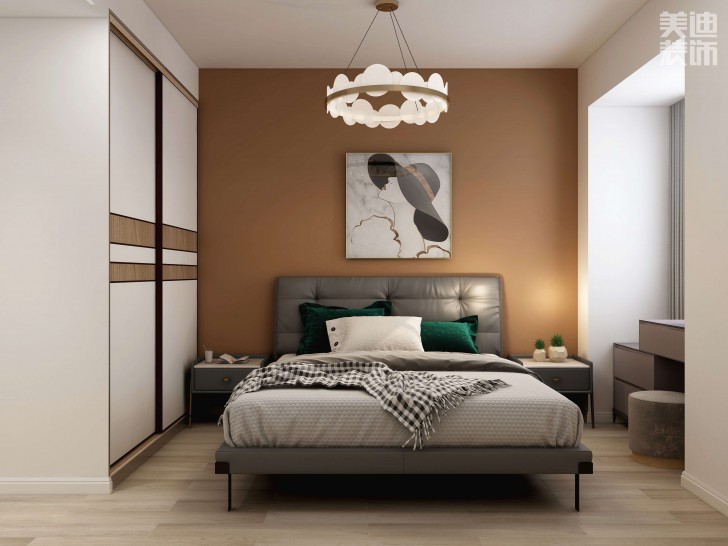 時(shí)代港灣89㎡復(fù)古風(fēng)格案例效果圖-臥室