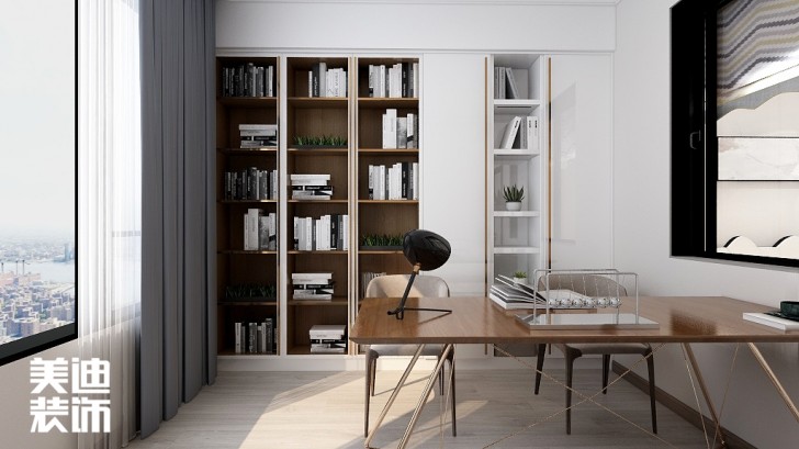 湘農(nóng)橋社區(qū)120㎡輕奢風格案例效果圖—書房