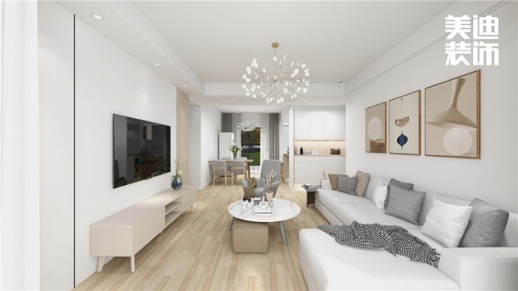明昇壹城130㎡簡(jiǎn)約風(fēng)格案例效果圖—客廳