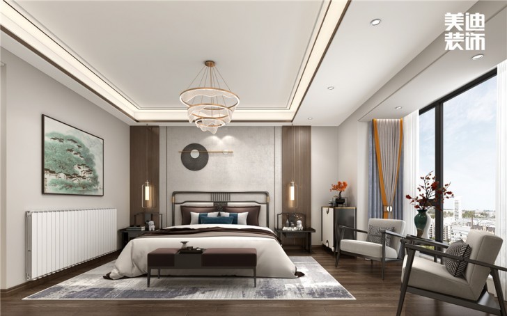 華都202㎡新中式輕奢風格案例效果圖—臥室