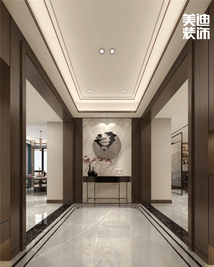 華都202㎡新中式輕奢風格案例效果圖—玄關