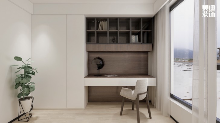梅溪香山134㎡現(xiàn)代極簡(jiǎn)風(fēng)格裝修案例效果圖—書房