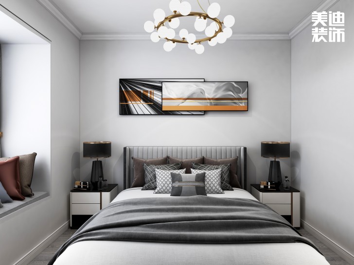 中航城100㎡現(xiàn)代輕奢風格案例效果圖—臥室