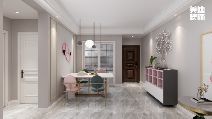 平吉上苑82㎡北歐風(fēng)格裝修案例效果圖—餐廳