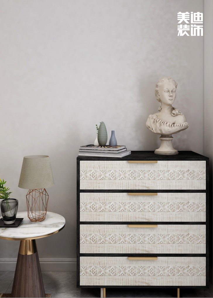 五礦萬境水岸95㎡北歐輕奢風格案例效果圖—客廳